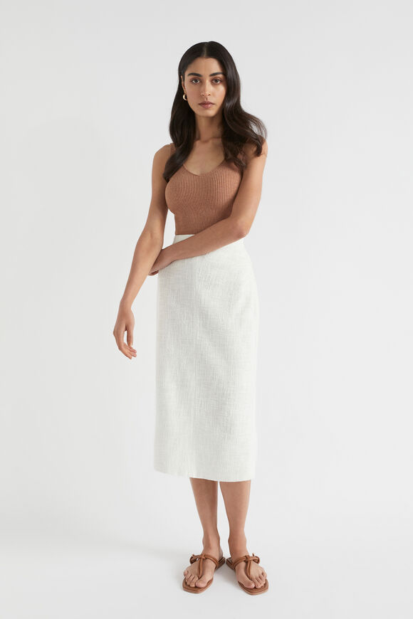 Cotton Tweed Midi Skirt  Cloud Cream  hi-res