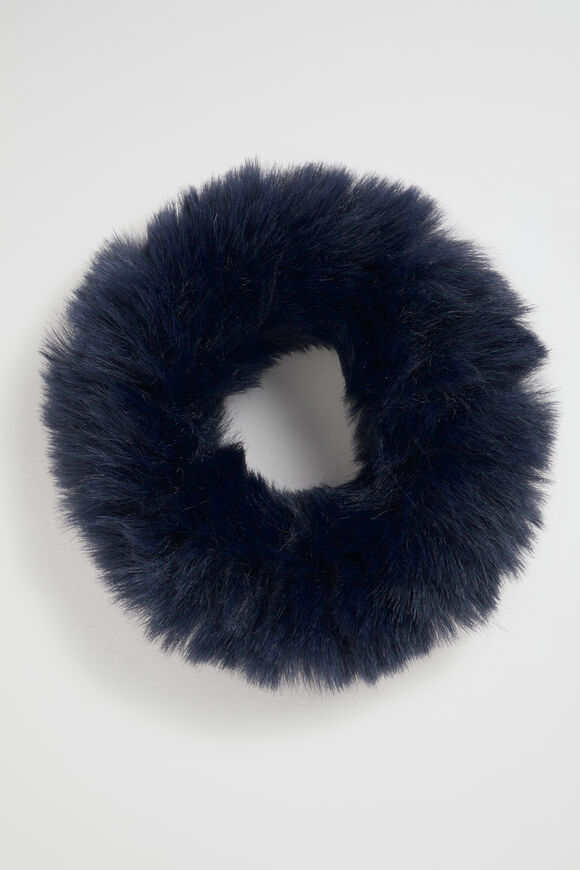 Faux Fur Scrunchie  Navy  hi-res
