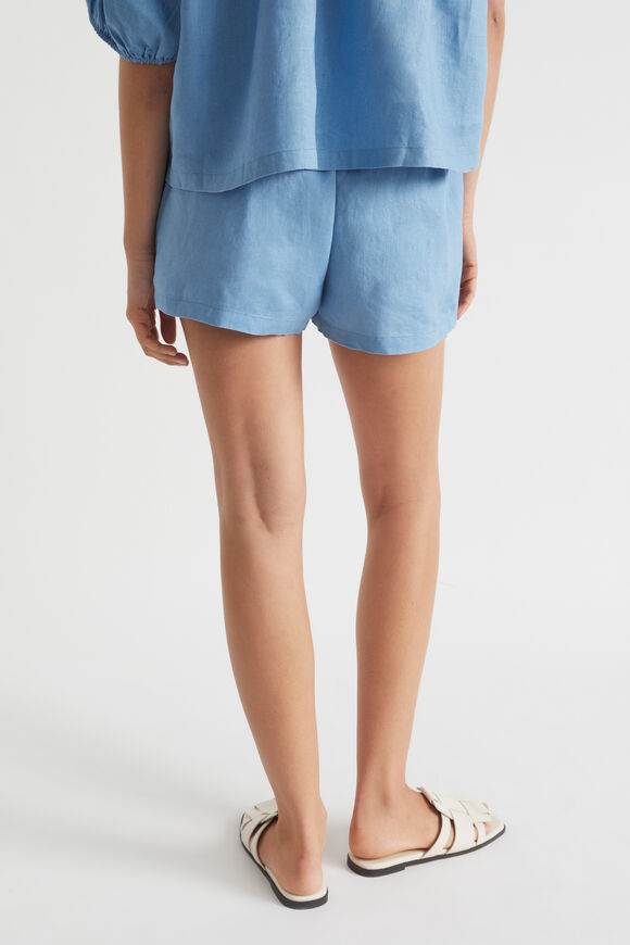 Linen Pocket Paperbag Short  Soft Cobalt  hi-res
