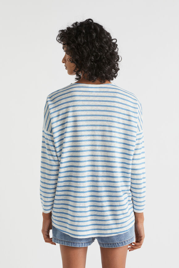 Linen Relaxed Top  Soft Cobalt Stripe  hi-res
