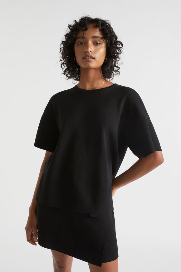 Crepe Knit Tee  Black  hi-res