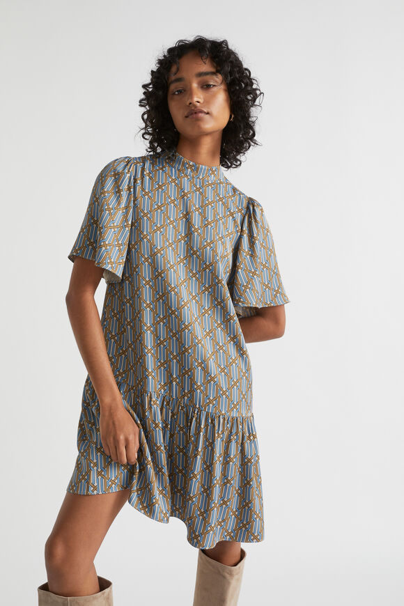 Linear Retro Mini Dress  Deep Brass Retro  hi-res