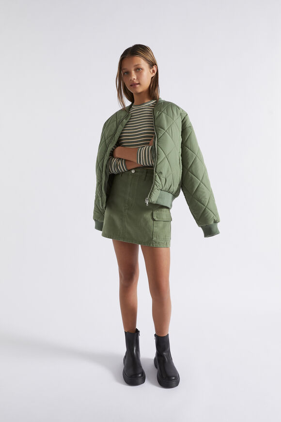 Rib Stripe Tee  Khaki  hi-res