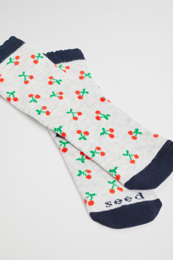 Cherry Sock  Grey Marle  hi-res
