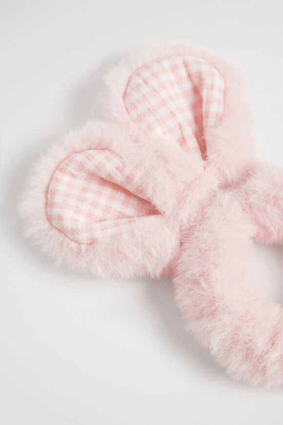 Faux Fur Bunny Scrunchie  Dusty Rose  hi-res