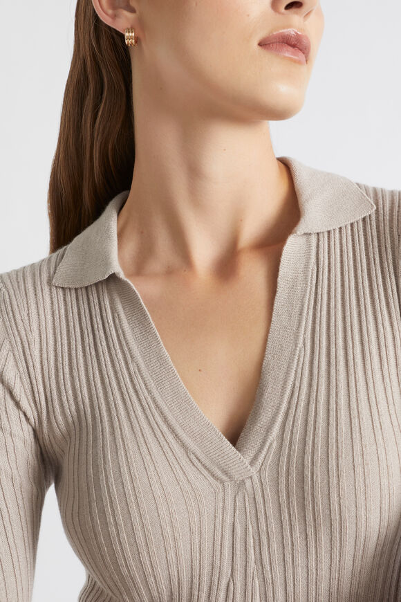 Relaxed Polo Knit Dress  Light Storm  hi-res