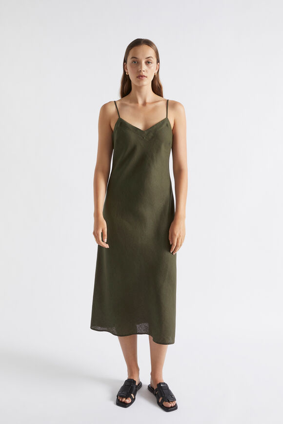 Core Linen Slip Dress  Dark Fern  hi-res