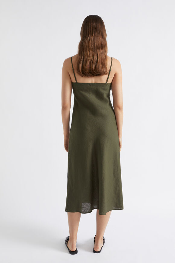 Core Linen Slip Dress  Dark Fern  hi-res