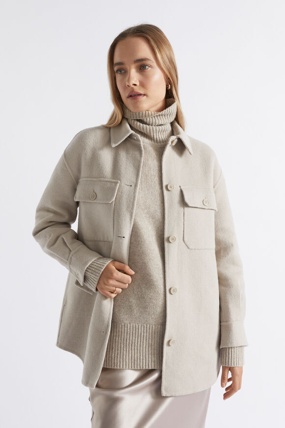 Wool Blend Shacket  Oat Marle  hi-res
