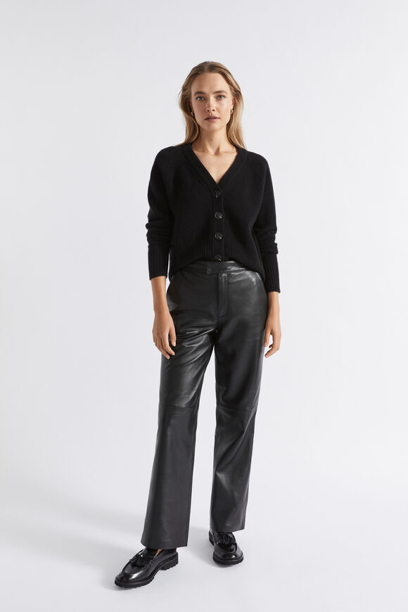Merino Wool Raglan Cardigan  Black  hi-res