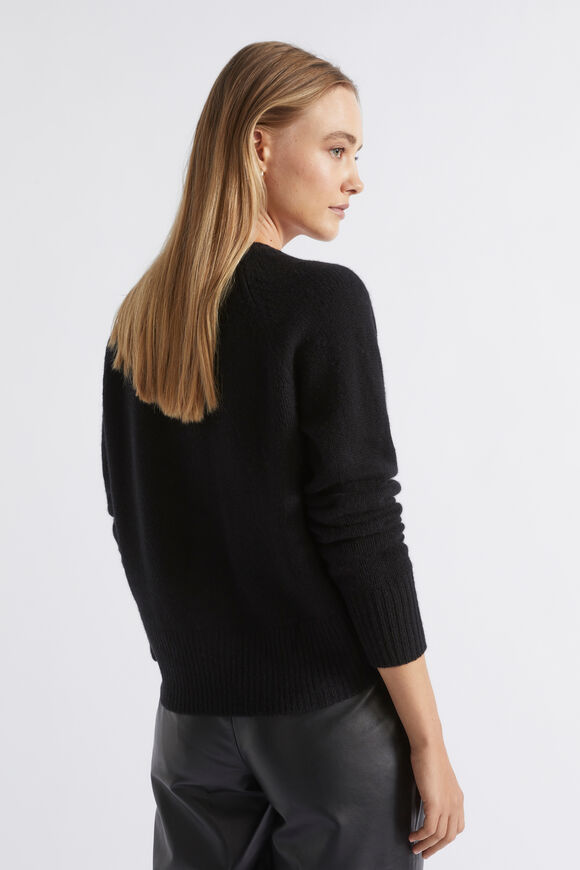 Merino Wool Raglan Cardigan  Black  hi-res