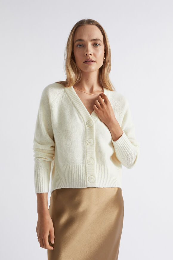 Merino Wool Raglan Cardigan  Cloud Cream  hi-res