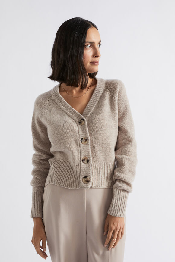 Merino Wool Raglan Cardigan  Light Storm Marle  hi-res