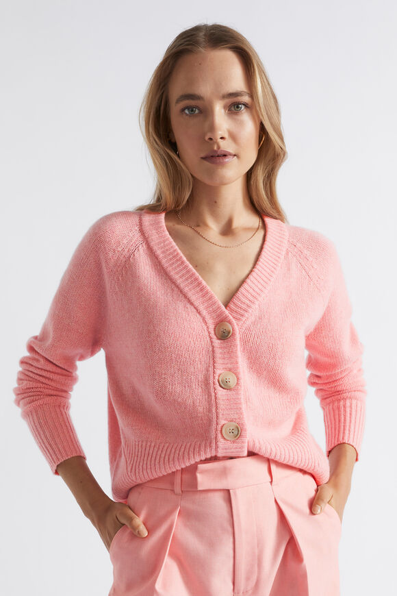 Merino Wool Raglan Cardigan  Pale Peony Marle  hi-res