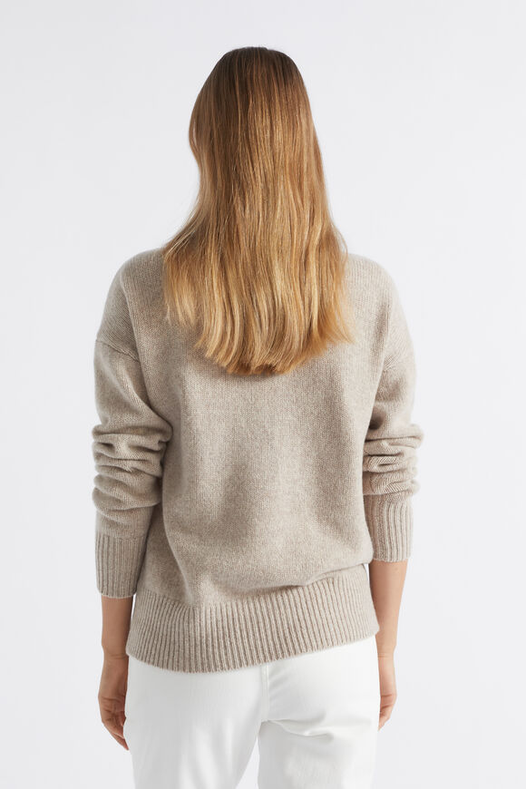 Merino Wool Zip Through Knit  Light Storm Marle  hi-res