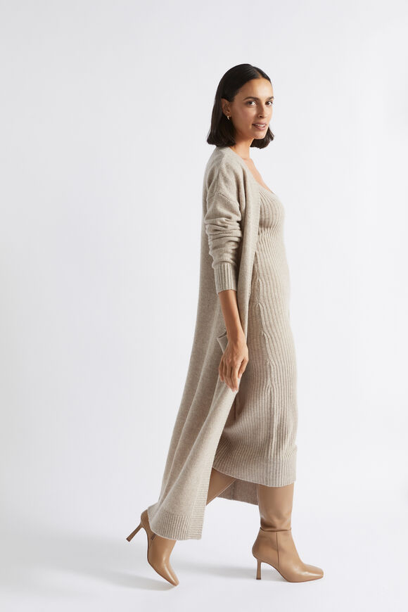 Merino Wool Longline Cardigan  Light Storm Marle  hi-res