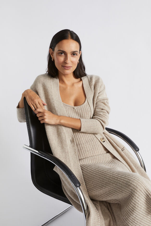 Merino Wool Longline Cardigan  Light Storm Marle  hi-res