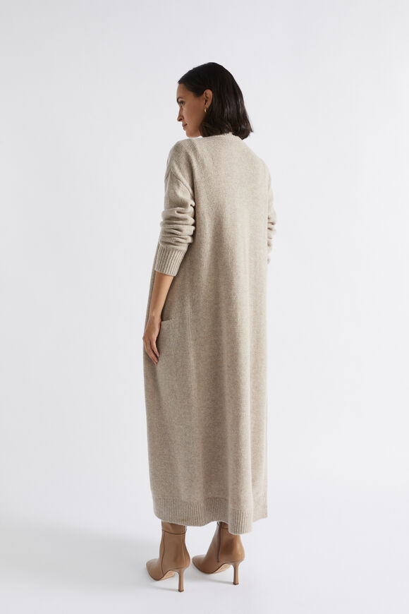 Merino Wool Longline Cardigan  Light Storm Marle  hi-res