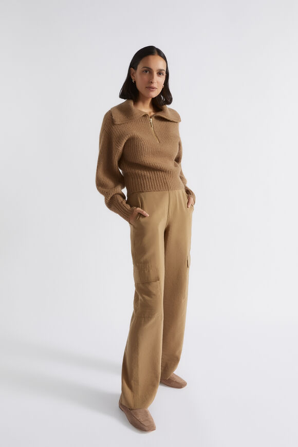 Funnel Neck Rib Knit  Deep Brass Marle  hi-res