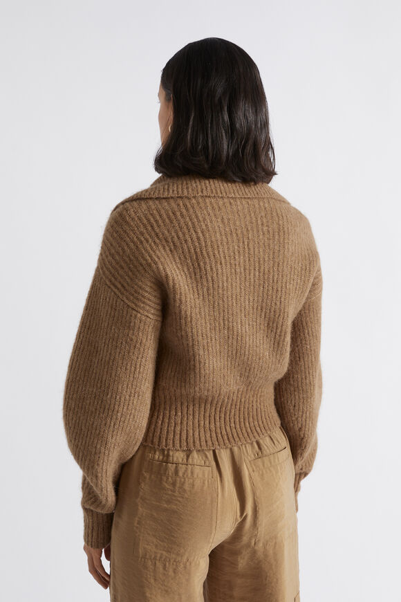 Funnel Neck Rib Knit  Deep Brass Marle  hi-res