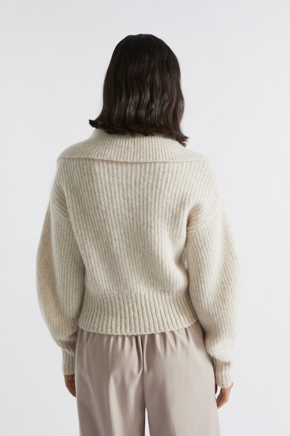 Funnel Neck Rib Knit  Oat Marle  hi-res