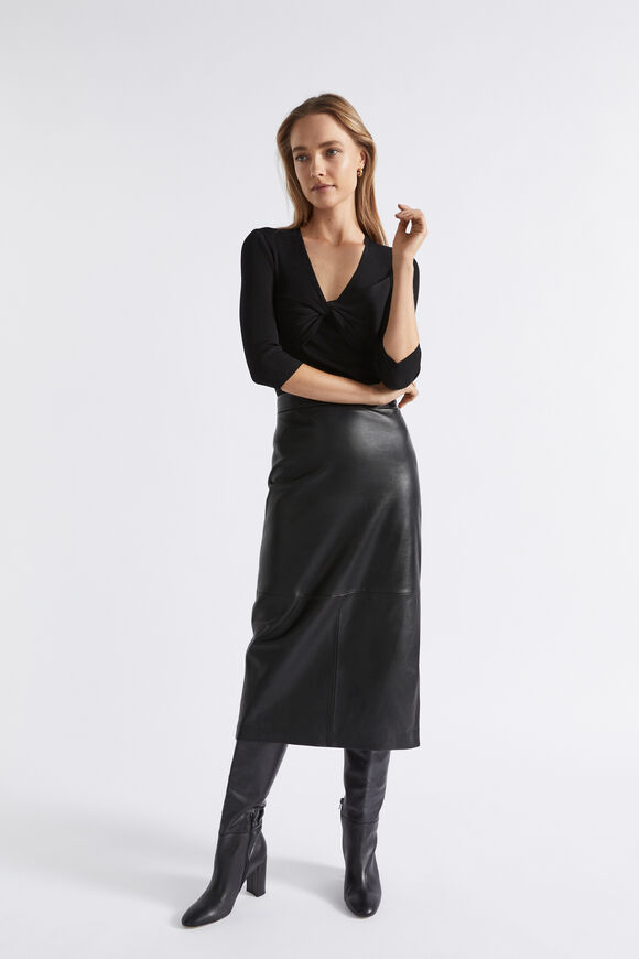 Twist Front Rib Knit  Black  hi-res