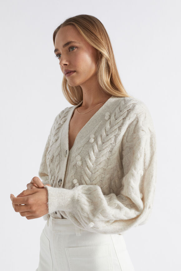Pom Pom Braid Cardigan  Oat Marle  hi-res