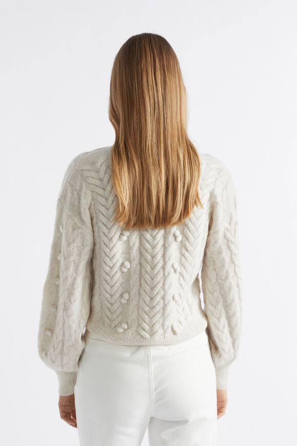 Pom Pom Braid Cardigan  Oat Marle  hi-res