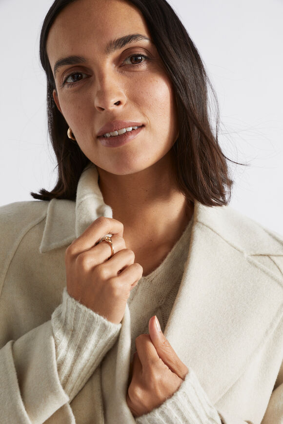 Wool Blend Trench Style Coat  Oat Marle  hi-res