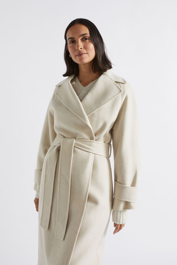 Wool Blend Trench Style Coat  Oat Marle  hi-res