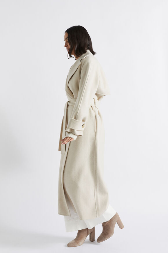 Wool Blend Trench Style Coat  Oat Marle  hi-res