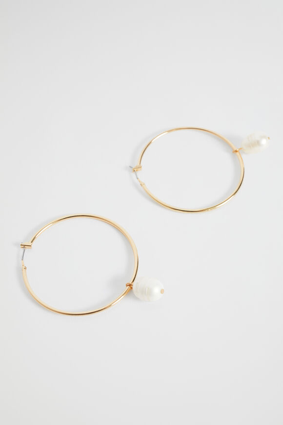 Large Pearl Hoop	 		  Gold  hi-res