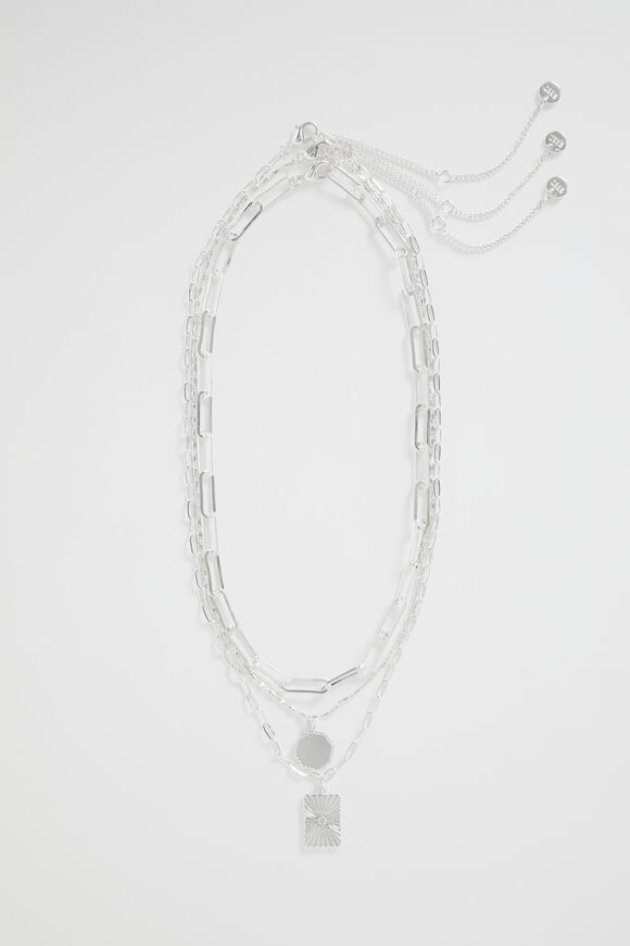 Layered Beam Necklace  Silver  hi-res