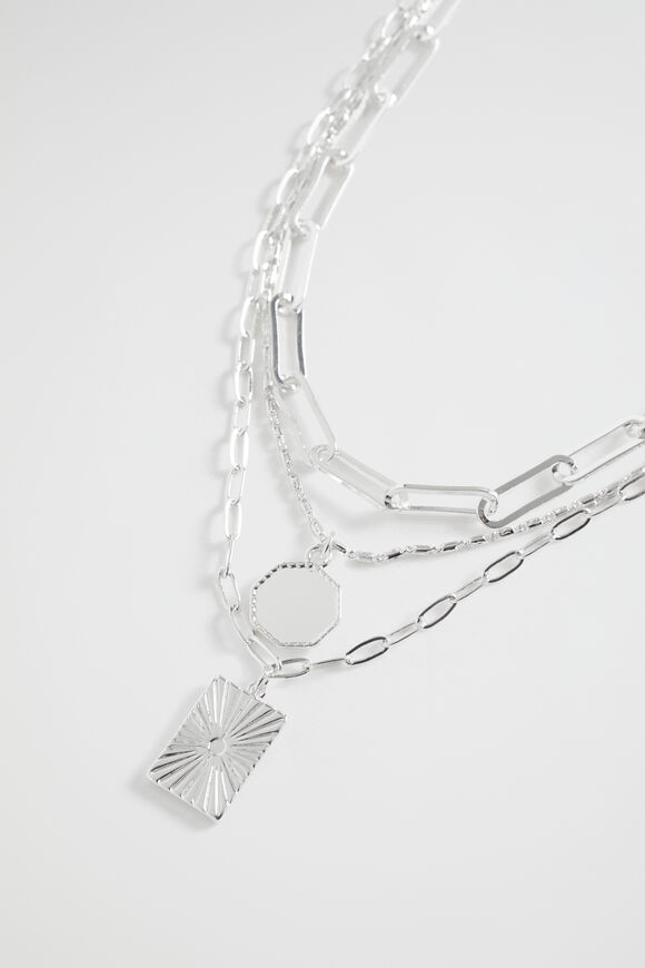 Layered Beam Necklace  Silver  hi-res