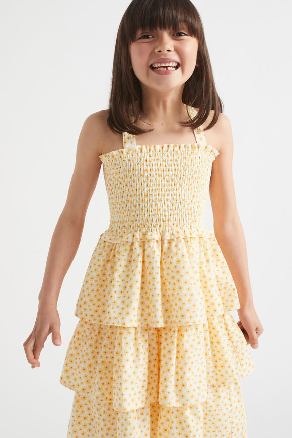 Frill Ditsy Dress  White  hi-res