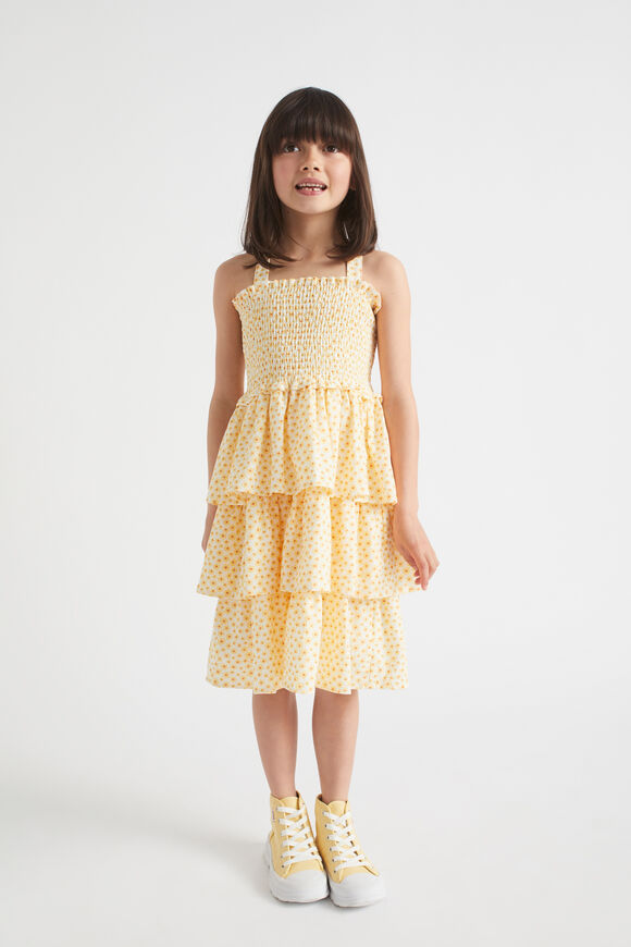 Frill Ditsy Dress  White  hi-res