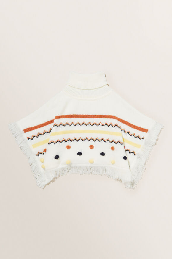 Fair Isle Bobble Poncho  Multi  hi-res