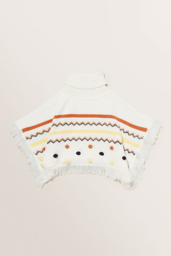 Fair Isle Bobble Poncho  Multi  hi-res