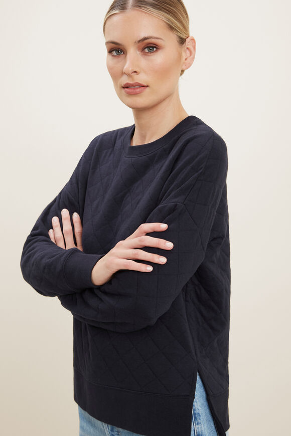 Quilted Sweater  Deep Navy  hi-res