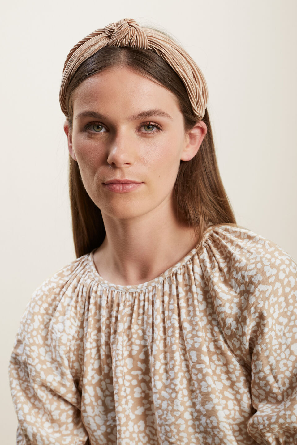 Knotted Pleat Headband  Biscotti