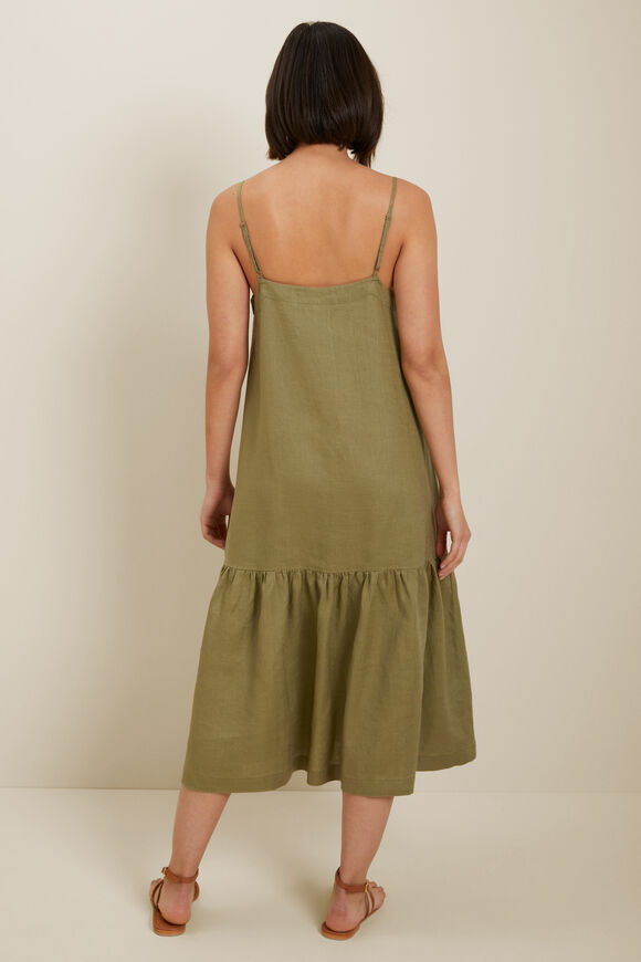 Core Linen Full Hem Midi Dress  Sage Green  hi-res