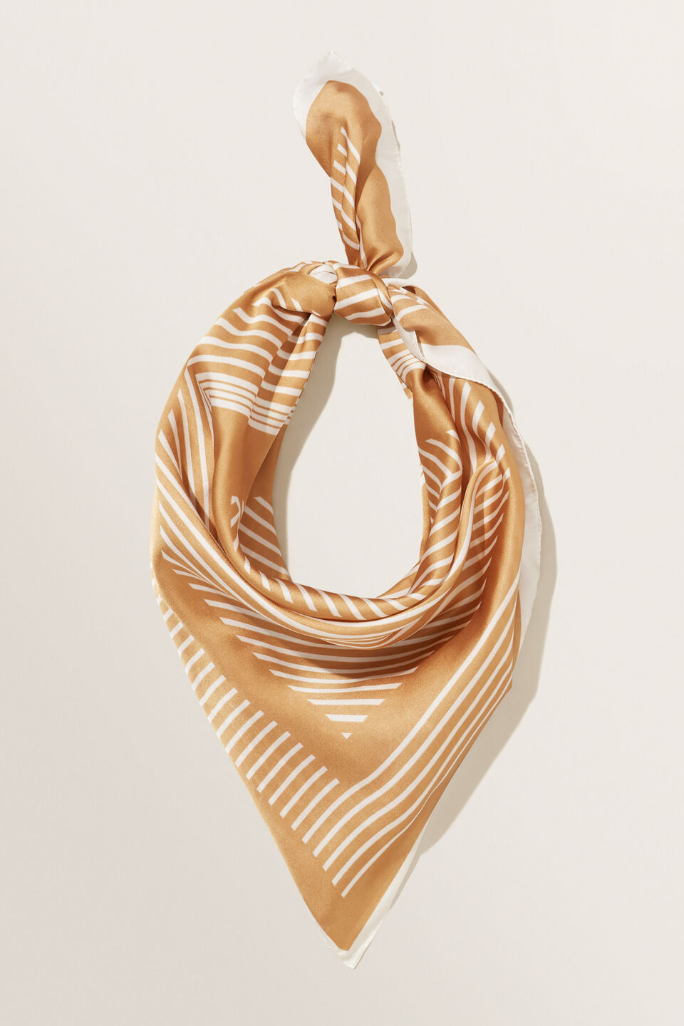Striped Square Scarf  Honey Tan