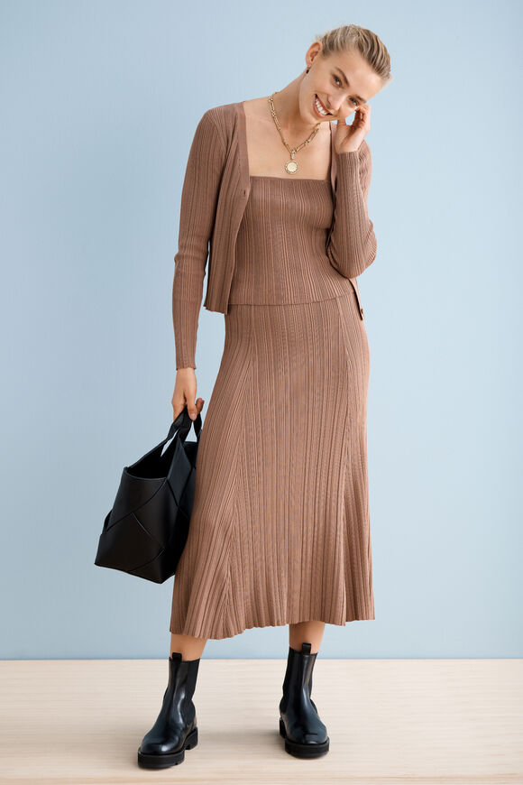Rib Square Neck Camisole  Acorn Brown  hi-res