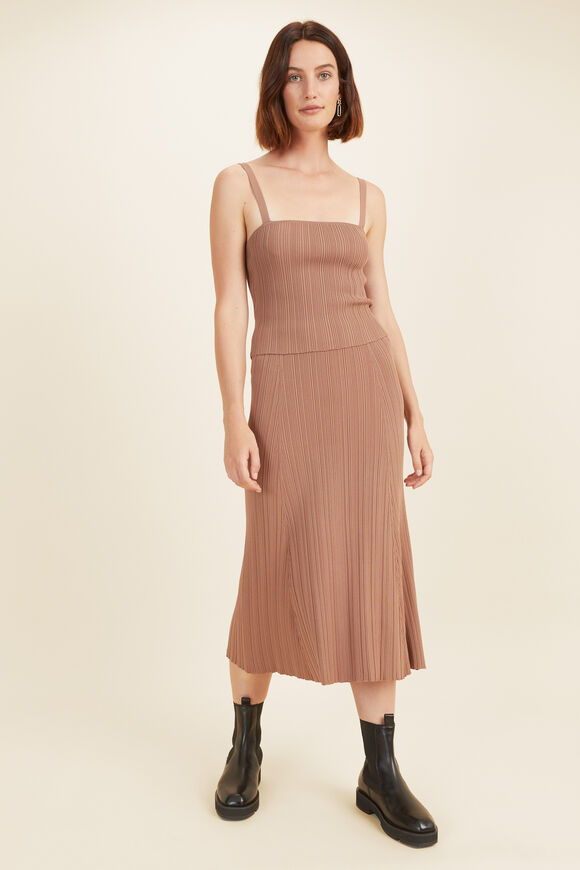 Rib Square Neck Camisole  Acorn Brown  hi-res