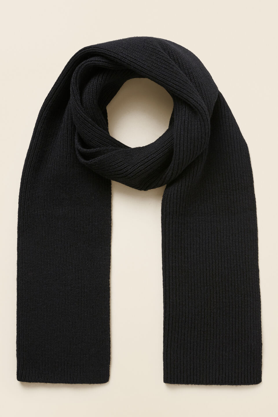 Rib Knit Scarf  Black