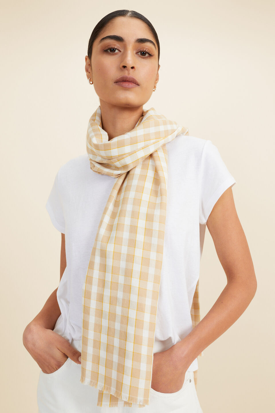Woven Plaid Scarf  Turmeric