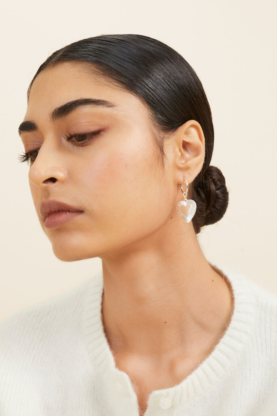 Heart Pendant Earring  Silver