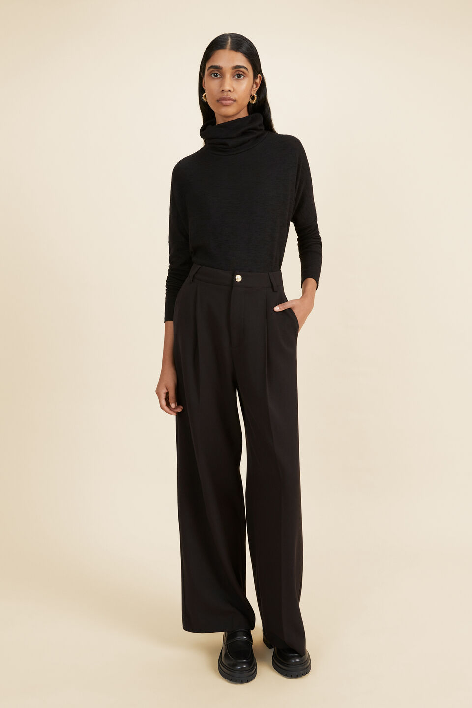 Supersoft Cowl Neck Top  Black