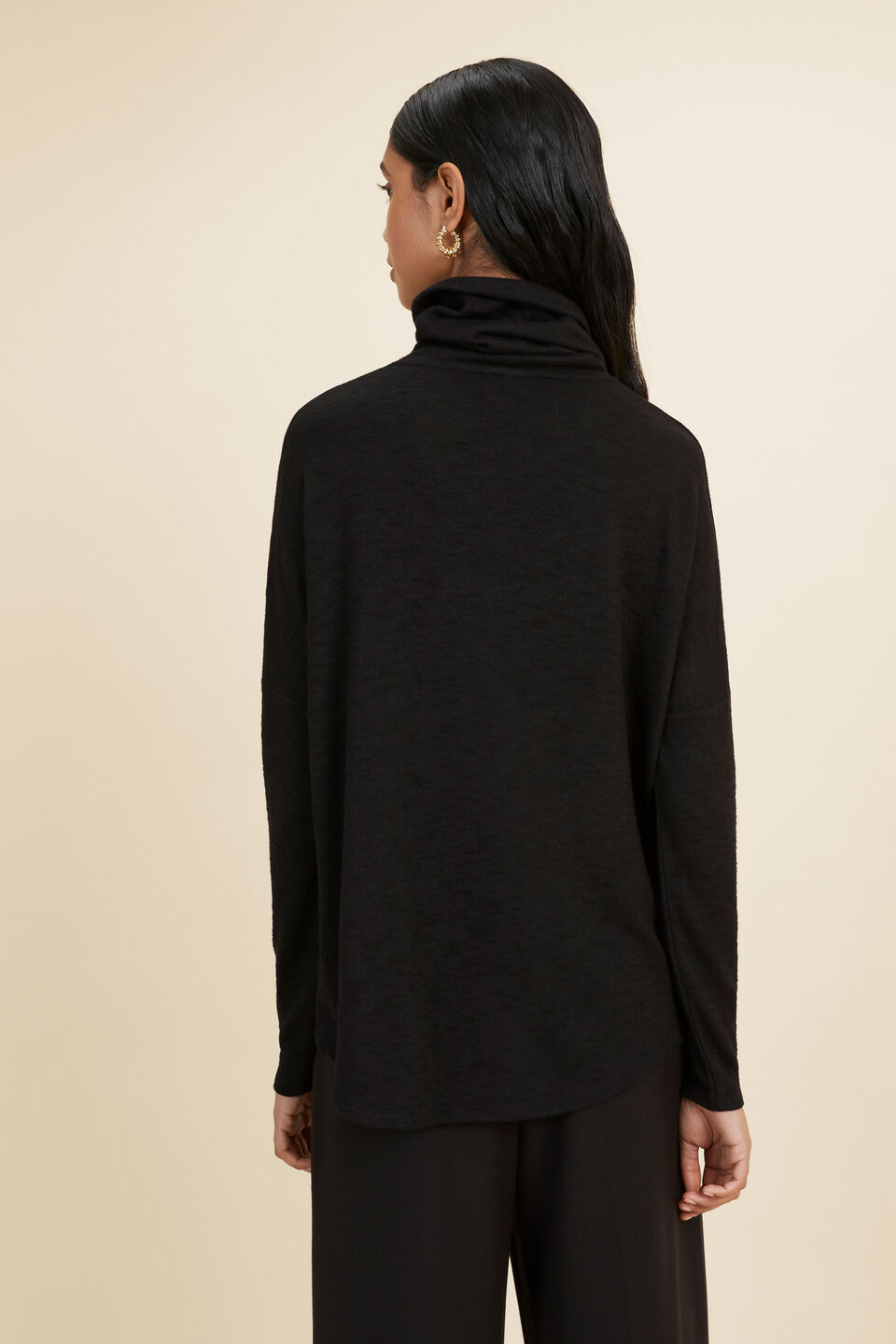 Supersoft Cowl Neck Top  Black