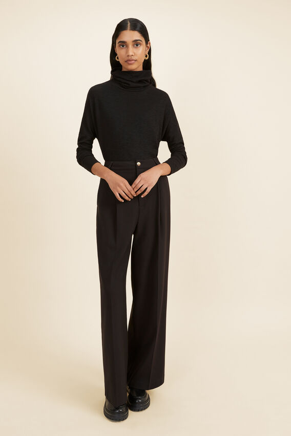 Button Detail Suit Pant  Black  hi-res